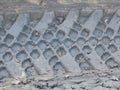 A tread mark in the mud. Background, texture.