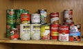 Clear Lake, WI / USA - January 12 / 2020: Assortment of Canned Goods on Shelf