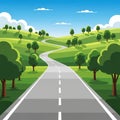 Clear lane markings, emphasizing its smooth, curvy path through Royalty Free Stock Photo