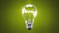 A clear light bulb illuminated against a vibrant green background, symbolizing ideas and innovation. Royalty Free Stock Photo