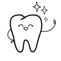 Clear line art health tooth icon for dental symbol and dentist cartoon