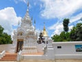 A clear morning sky above a wonderful Thai temple. Royalty Free Stock Photo