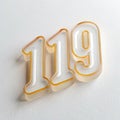 Clear number 119 displayed on a white background, showcasing an isolated and modern design Royalty Free Stock Photo