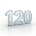 Clear numbers arranged on a white surface, showcasing the figure 120 in a minimalist design Royalty Free Stock Photo
