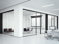 Clear office interior wiht meeting room. 3d rendering