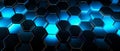 Clear pattern abstract background hexagon black and blue, wallpaper futuristic Royalty Free Stock Photo