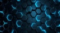 Clear pattern abstract background hexagon black and blue, wallpaper futuristic Royalty Free Stock Photo