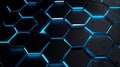 Clear pattern abstract background hexagon black and blue, wallpaper futuristic Royalty Free Stock Photo