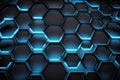 Clear pattern abstract background hexagon black and blue, wallpaper futuristic Generative AI Royalty Free Stock Photo