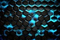 Clear pattern abstract background hexagon black and blue, wallpaper futuristic Generative AI Royalty Free Stock Photo