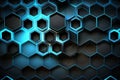 Clear pattern abstract background hexagon black and blue, wallpaper futuristic Generative AI Royalty Free Stock Photo