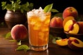 Clear Peach iced tea glass. Generate Ai Royalty Free Stock Photo