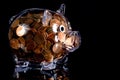 Clear Piggy Bank full of American Pennies Royalty Free Stock Photo