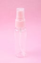 Clear pink plastic bottle spray Royalty Free Stock Photo