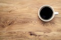 Clear Pixel Picture of High Angle View of Coffee on Wooden Table Royalty Free Stock Photo
