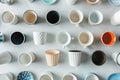 Assortment of modern cups, mugs, and bowls Royalty Free Stock Photo