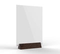 Clear plastic and acrylic table talkers promotional upright menu table tent top sign holder table menu card display stand picture Royalty Free Stock Photo