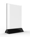 Clear plastic and acrylic table talkers promotional upright menu table tent top sign holder 11x8 table menu card display stand pi Royalty Free Stock Photo