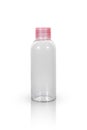 Clear plastic bottle with pink cap Royalty Free Stock Photo