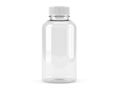 Clear plastic bottle with white cap on white background Royalty Free Stock Photo