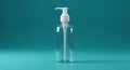 Clear Plastic Bottle with White Pump on Teal Background Royalty Free Stock Photo
