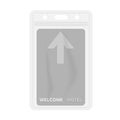 Transparent plastic card holder with hotel keycard inside vector template
