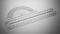 Protractor is semi-circular with degree markings from 0 to 180, commonly Royalty Free Stock Photo