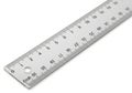 Clear plastic ruler with black markings isolated on white background Royalty Free Stock Photo