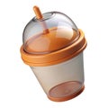 Clear plastic smoothie cup with orange lid and straw for refreshing drinks Royalty Free Stock Photo