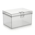 Clear plastic storage box with lid isolated on white background Royalty Free Stock Photo