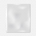 Clear plastic three hole punched paper sheet protector for 3 ring binder on transparent background . Top-load document pocket