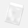 Clear plastic three hole punched sheet protector mockup. Top-load document pocket with paper sheet inside mock-up