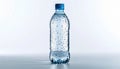 Clear plastic water bottle with blue cap and condensation droplets on white surface Royalty Free Stock Photo
