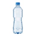 Clear plastic water bottle with blue cap and condensation on transparent background Royalty Free Stock Photo