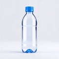 Clear Plastic Water Bottle with Blue Cap on White Background Royalty Free Stock Photo