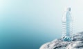 A clear plastic water bottle placed on a textured surface against a soft gradient background, ideal for hydration-related themes Royalty Free Stock Photo