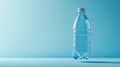 Clear Plastic Water Bottle with Textured Surface on Light Blue Background Royalty Free Stock Photo