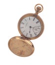 Clear product shot of an open antique old fob watch