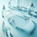 Clear protection Transparent polycarbonate safety glasses on pastel blue background