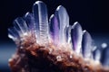 Clear quartz like crystal cluster points, crystalline mineral embedded into rock - generative AI