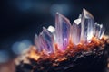 Clear quartz like crystal cluster points, crystalline mineral embedded into rock - generative AI