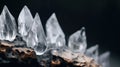 Clear quartz like crystal cluster points, crystalline mineral embedded into rock - generative AI