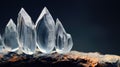 Clear quartz like crystal cluster points, crystalline mineral embedded into rock - generative AI Royalty Free Stock Photo