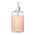 Clear Rectangular Plastic Soap Dispenser With Pink Liquid And White Pump liquid soap hand soap Royalty Free Stock Photo