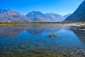 Clear reflection on lake water and confused which one is real!!Nubra Valley, Leh & Ladhak, INDIA