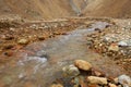 Clear river running among lifeless rocks in Iceland Royalty Free Stock Photo