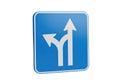 Road sign shows diverging paths for forward or left travel direction Royalty Free Stock Photo