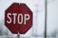 Stop Ahead Road Sign on White Royalty Free Stock Photo