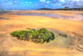 Clear rock pool Newquay beach Cornwall one of the best in the uk in colourful hdr Royalty Free Stock Photo