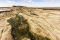 Clear rockpook on way to Hilbre Island on the Wirral Royalty Free Stock Photo